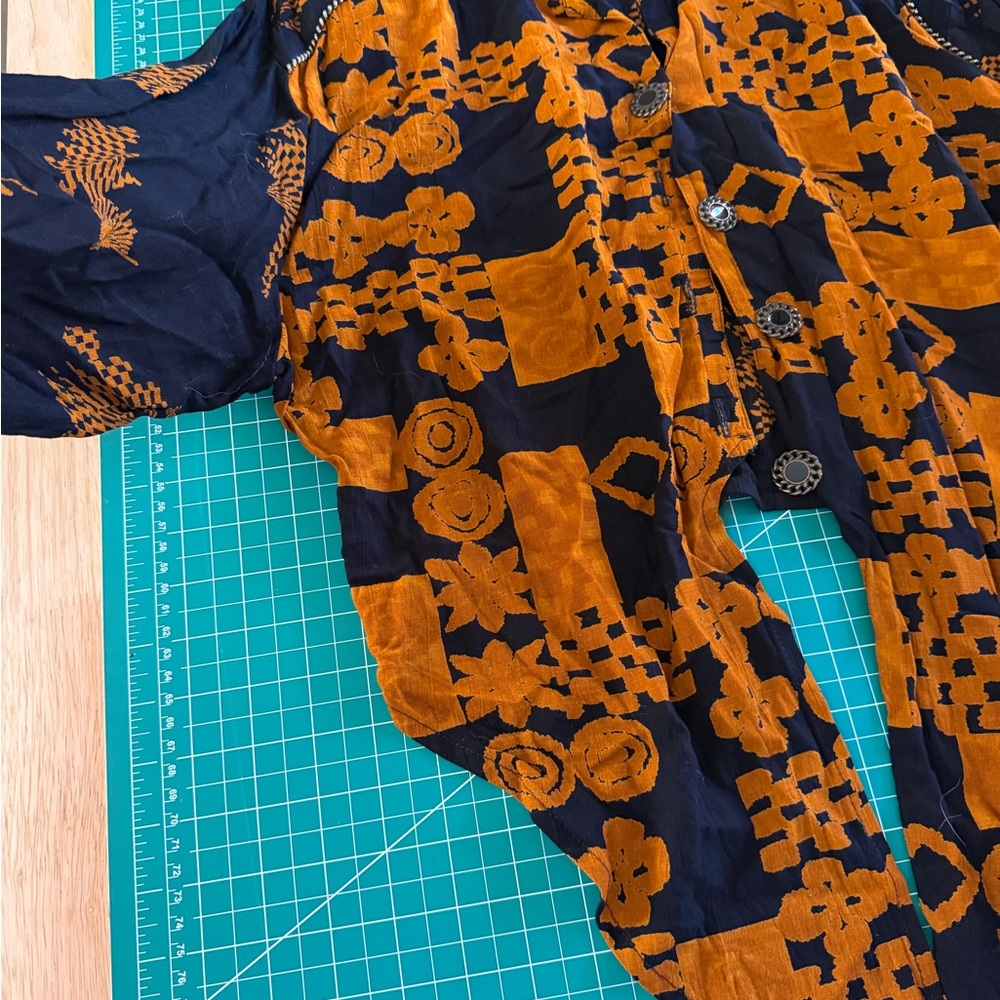 Black And Orange Patterned Button-Up Shacket With… - image 2